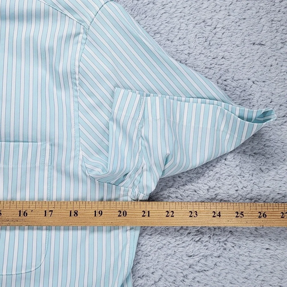 Vineyard Vines OTG Shirt Mens Medium Blue Stripe Short Sleeve Brrr Stretch NEW - Picture 9 of 13